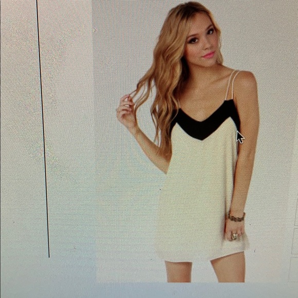 Ivory and black spaghetti strap shift dress - Picture 5 of 5